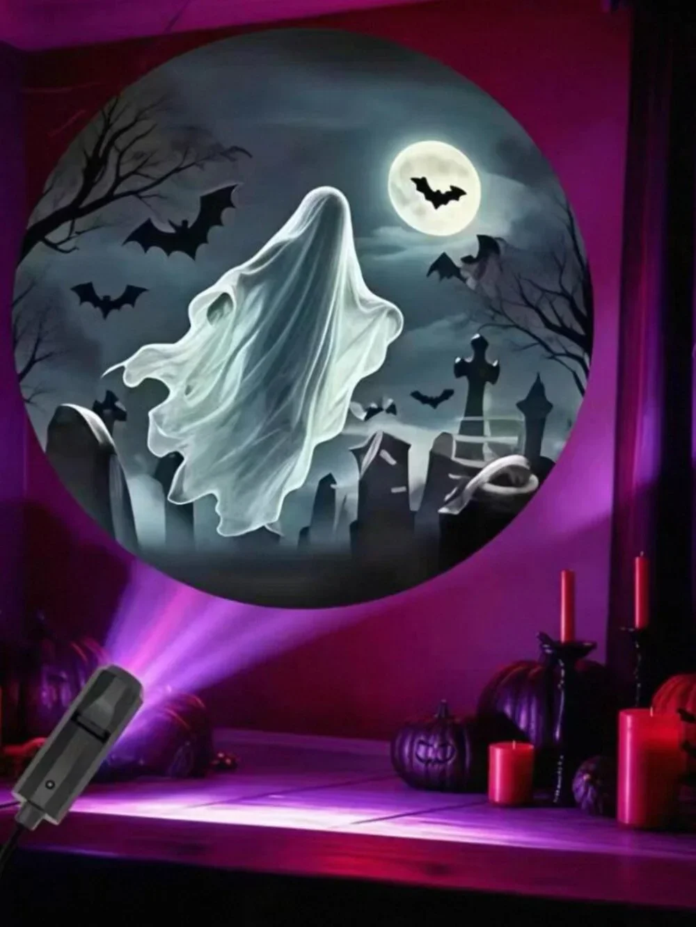 USB Halloween Projector Lamp 6 Patterns Ghost Skull Party Wall Decor Light